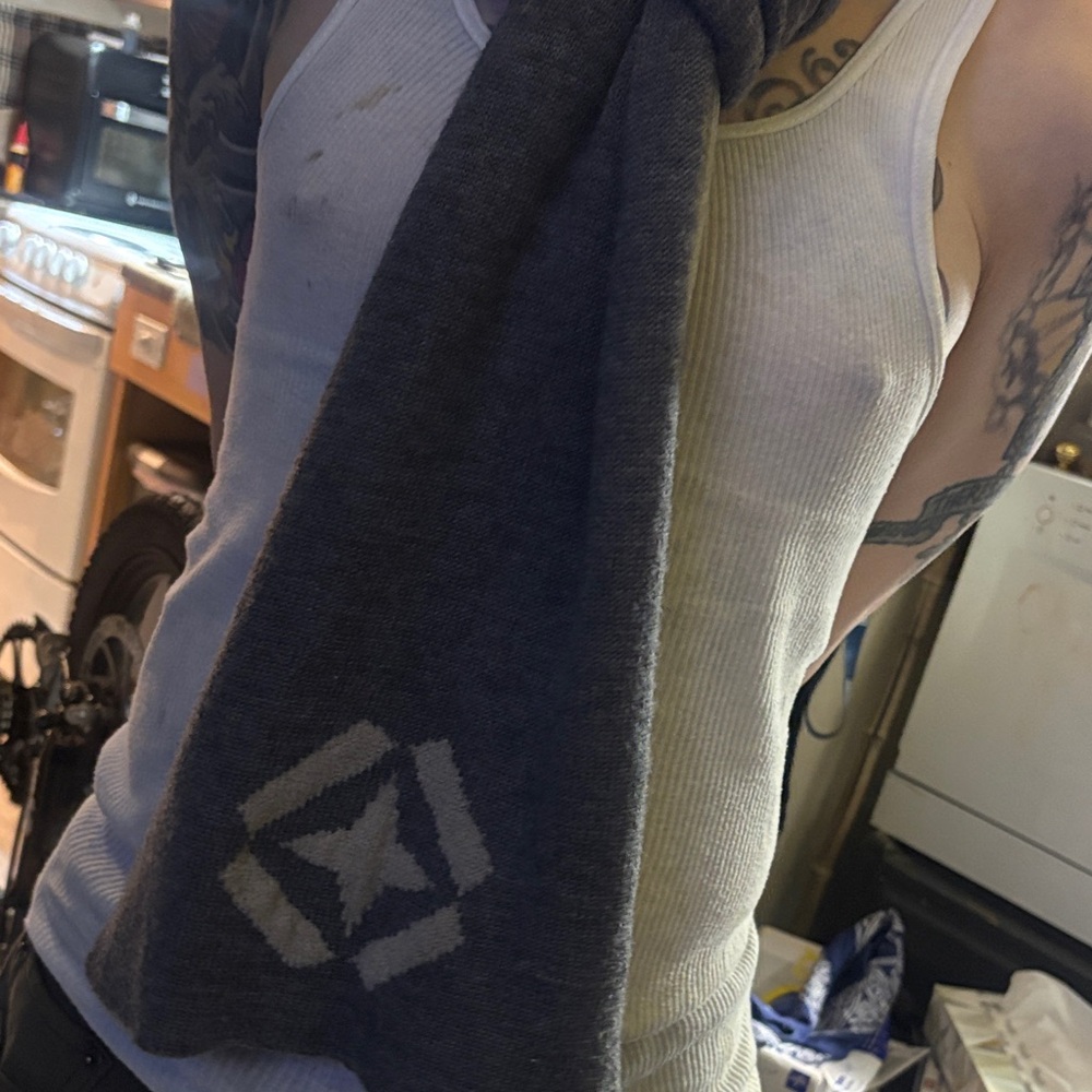 Giorgio Armani Dark Gray Scarf with Star Design
